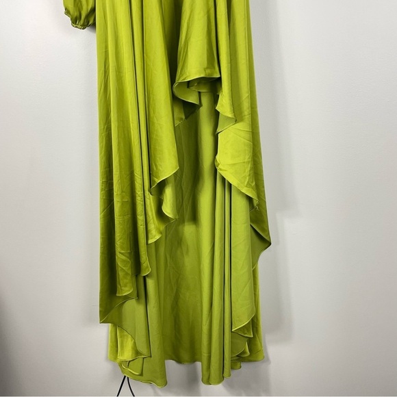 Mac Duggal Long Sleeve One Shoulder Satin High Low A-line Gown Womens 2 Green - Picture 7 of 14